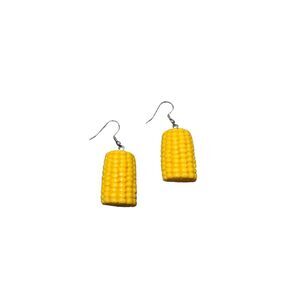 Retro Novelty Imitation Corn On The Cob Dangle Resin Stainless Steel Earrings